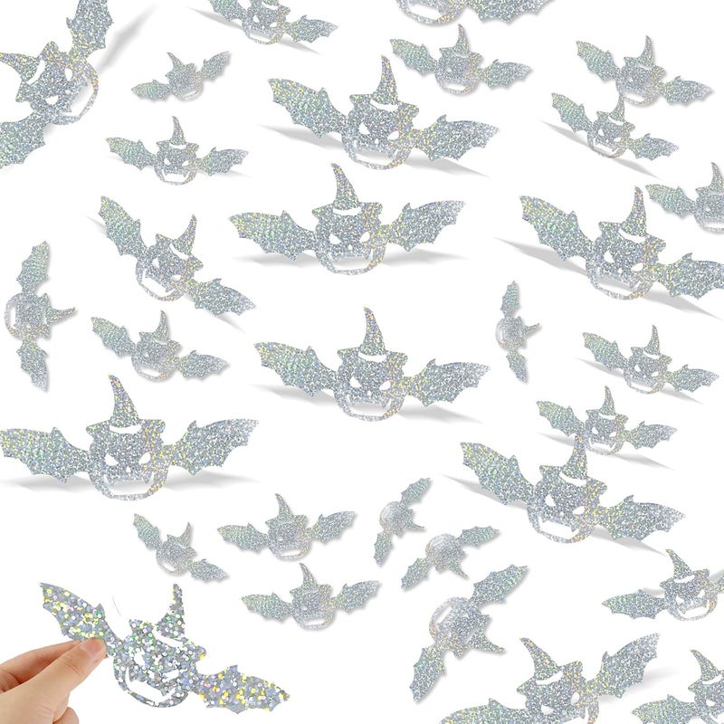 DELEMI 120 Pcs 3D Pumpkin Wall Decor,Halloween Decoration Waterproof Spooky Stickers for Room Decals Party Supplies Home Decoration (Silver Pumpkin) - Image 1